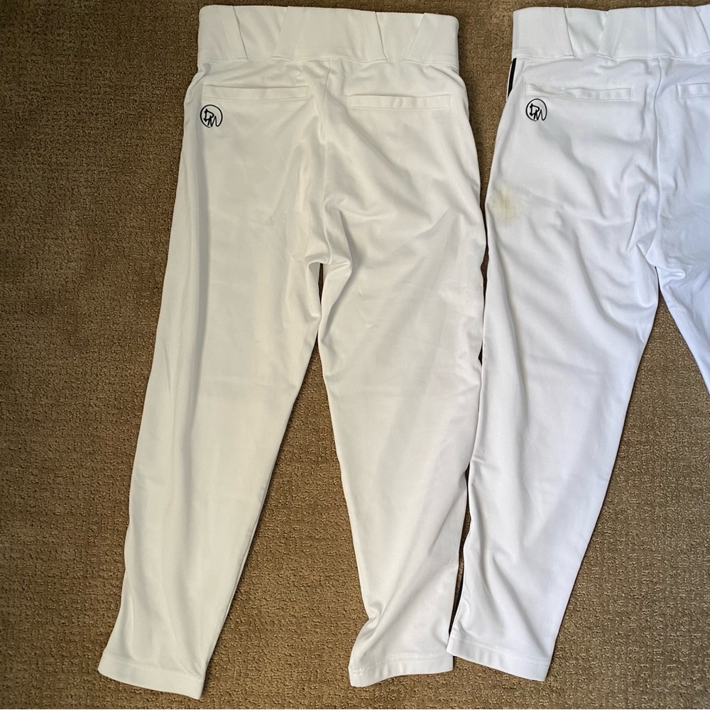 White Dirty Mids Men’s Baseball Pants with Black Piping - Picture 3 of 7